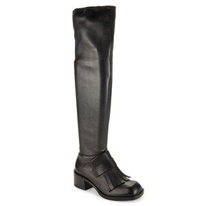 Bottega Veneta Women's Fringe Leather Over-The-Knee Boots Black Size 38 / US 8